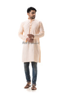 Men's Cotton Straight Plain Peach Color Punjabi (NS80)
